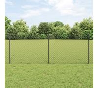 vidaXL Chain Link Fence with Post 25 x 0.8 m PVC-Coated Steel Grey