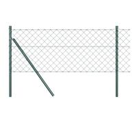vidaXL Chain Link Fence with Posts Green 0.6 x 10 m Steel, Garden and Terrace, Durable Steel Fence Panel Set, Outdoor Enclosure, Backyard Barrier, Privacy, Yard Divider