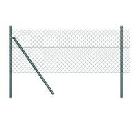 vidaXL Chain Link Fence with Posts Green 0.6 x 10 m Steel, Garden and Terrace, Durable Steel Fence Panel Set, Outdoor Enclosure, Backyard Barrier, Privacy, Yard Divider