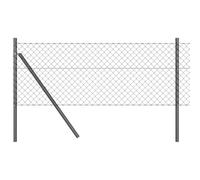 vidaXL Chain Link Fence with Posts Grey 0.6 x 10 m Steel, Garden and Terrace, Durable Steel Fence Panel Set, Outdoor Enclosure, Backyard Barrier, Privacy, Yard Divider