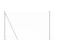 vidaXL Chain Link Fence with Posts Silver 1.5 x 10 m Steel, Garden and Terrace, Durable Steel Fence Panel Set, Outdoor Enclosure, Backyard Barrier, Privacy, Yard Divider