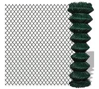 vidaXL Chain-Link Mesh Fence - 1.5x15m Green PVC-Coated Wire Mesh Panel, UV Resistant Weatherproof Fencing for Garden/Patio Privacy