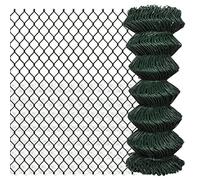 vidaXL Chain-Link Mesh Fence Panel 1x15m - Green PVC-Coated Steel Barrier for Garden, Patio Fencing - UV & Weather-Resistant, 2.6mm Wire