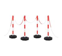 vidaXL Chain Post Set with 10 m Plastic Chain Traffic Post Safety Warning Sign