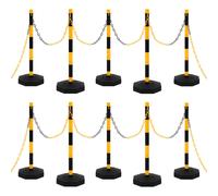 vidaXL Chain Post Set with 10 m Plastic Chain Warning Sign Traffic Post Set