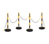 vidaXL Chain Post Set with 10 m Plastic Chain Traffic Safety Warning Signs