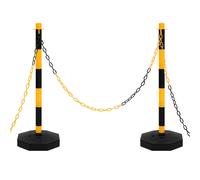 vidaXL Chain Post Set with 10 m Plastic Chain Traffic Safety Warning Signs