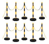 "vidaXL Chain Post Set with 10 m Plastic Chain - Lightweight and Portable Area Restriction Solution - Ideal for Car Parks, Warehouses, Public Spaces - Stable and High Visibility Post Set"