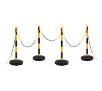 vidaXL Chain Post Set with 10 m Plastic Chain Traffic Safety Warning Signs