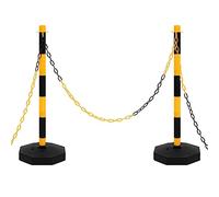 vidaXL Chain Post Set with 10m Plastic Chain - Lightweight Traffic Posts, High Visibility, Quick Install - Great for Car Parks, Warehouses, Public Areas