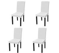 vidaXL Chair Covers 4pcs Set - Stretchable, Wrinkle-, White Fabric featuring 10% Spandex - Perfect for Home, Hotels, Restaurants and Parties - Washable and Reusable