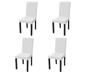 vidaXL Chair Covers 4pcs Set - Stretchable, Wrinkle-, White Fabric featuring 10% Spandex - Perfect for Home, Hotels, Restaurants and Parties - Washable and Reusable
