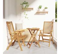 vidaXL Chair Folding 2 pcs Brown 64.5 x 52 x 108 cm Solid Teak Wood