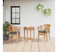 vidaXL Chair with Cushion 2 pcs Brown 63 x 58 x 89 cm Solid Teak Wood