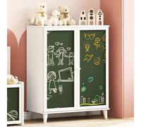 vidaXL Chalkboard Cabinet with Shelf with Door White Engineered wood