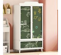 vidaXL Chalkboard Wardrobe with Drawer with Door White Engineered wood