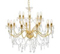 vidaXL Chandelier 2-layer Golden 15x E14 Bulbs Hanging Ceiling Light Lamp