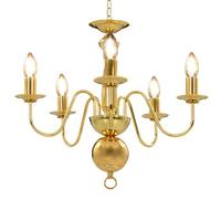 vidaXL Chandelier Golden 5 x E14 Bulbs