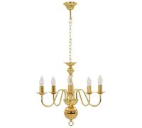 vidaXL Chandelier Home Interior Decoration Elegant Charm Chandelier Living Room Bedroom Hanging Ceiling Pendant Light Golden 5xE14 Bulbs