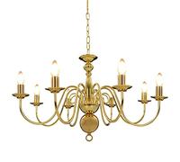 vidaXL Chandelier Classic Golden, 8 x E14 Bulb Bases, Metal Candle Style, Living/Dining Room