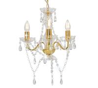 vidaXL Chandelier with Beads Golden Round 3 x E14