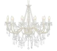 vidaXL Chandelier with Beads White 12 x E14 Bulbs