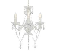 vidaXL Chandelier with Beads White Round 3xE14 Pendant Lamp Living Room Light