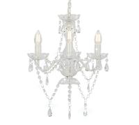 vidaXL Chandelier with Beads White Round 3xE14 Pendant Lamp Living Room Light