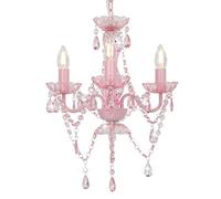 vidaXL Chandelier with Beads Pink Round 3xE14 Pendant Lamp Living Room Light