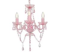 vidaXL Chandelier with Beads Pink Round 3xE14 Pendant Lamp Living Room Light