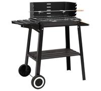 vidaXL Charcoal BBQ Grill w/ Wheels Black Steel