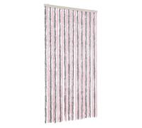 vidaXL Chenille Fly Curtain 100x200cm - Insect Barrier, Doorway Blind, Privacy Screen, Soft Strands, Washable - Silver Grey/Pink