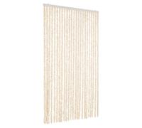 vidaXL Chenille Fly Curtain 100x220 cm - Insect Barrier for Homes & Caravans in Beige/White, Easy to Clean, Adds Privacy