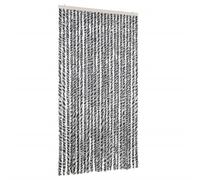 vidaXL Chenille Fly Curtain Screen - Insect Door Barrier in Grey/Black/White, 100x200cm, Includes Hooks, Easy Clean