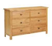 vidaXL Chest of Drawers - Large 6-Drawer Storage Cabinet - 105x33.5x73 cm - Solid Oak Wood - Natural Finish - Stable Decorative Top - Ideal for Living Room, Bedroom, and Office