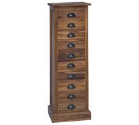 vidaXL Chest of Drawers with Drawers, Brown, 35.5 x 30 x 100 cm, Solid Teak, Living Room, Rectangular, Vintage Style, Durable Material, Lots of Storage Space for Your Home and Practical Organisational