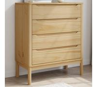vidaXL Chest of Drawers FLORO 4-Drawer Solid Wood Pine Storage - Wax Brown