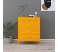 Vidaxl Chest Of Drawers Mustard Yellow 80X35X101.5 Cm Steel