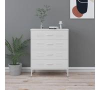 vidaXL Chest of Drawers White Steel Living Room Sideboard Side Storage Cabinet