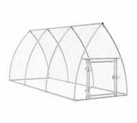 vidaXL Chicken Cage, Chicken Coop with Door, Chicken Run Cage for Outdoor Farm Poultry, Hen House, Animal House, Silver Galvanised Steel