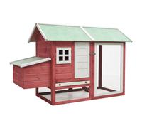 vidaXL Chicken Cage Red 170x81x110cm Solid Pine & Fir Wood Pet Rabbit Cage