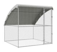 vidaXL Chicken Cage Silver 2 x 2 x 2 m Galvanised Steel, Garden and Terrace, Durable Chicken Enclosure, Steel Habitat, Weatherproof Cage, Lockable Pet Housing for Chickens