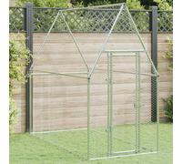 vidaXL Chicken Coop - Silver Galvanised Steel Hen House/Poultry Cage with Water- Cover, 200x100x190 cm, Lockable Door for Outdoor Use