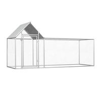 vidaXL Chicken Coop 3x1x1.5 m Galvanised Steel, Silver