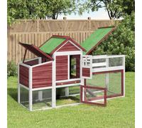 (mocha) vidaXL Chicken Coop Wooden Animal Cage Chicken House Enclosure Solid Wood Pine