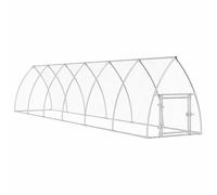 vidaXL Chicken Coop - Silver Galvanised Steel Poultry Enclosure 600x105x120 cm with Water- UV Roof & Lockable Door