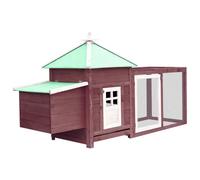 vidaXL Chicken Coop with Nest Box Mocha 190x72x102 cm Solid Firwood, Brown