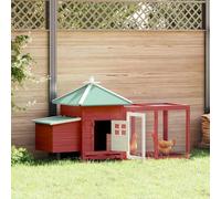 Vidaxl Chicken Coop With Nest Box Red 190X72X102 Cm Solid Firwood
