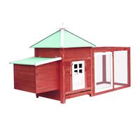 Chicken Coop with Nest Box Red 190x72x102 cm Solid Firwood