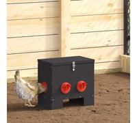 vidaXL Chicken Feeder 2 pcs Black 40.5 x 25 x 38 cm Cold-Rolled Steel